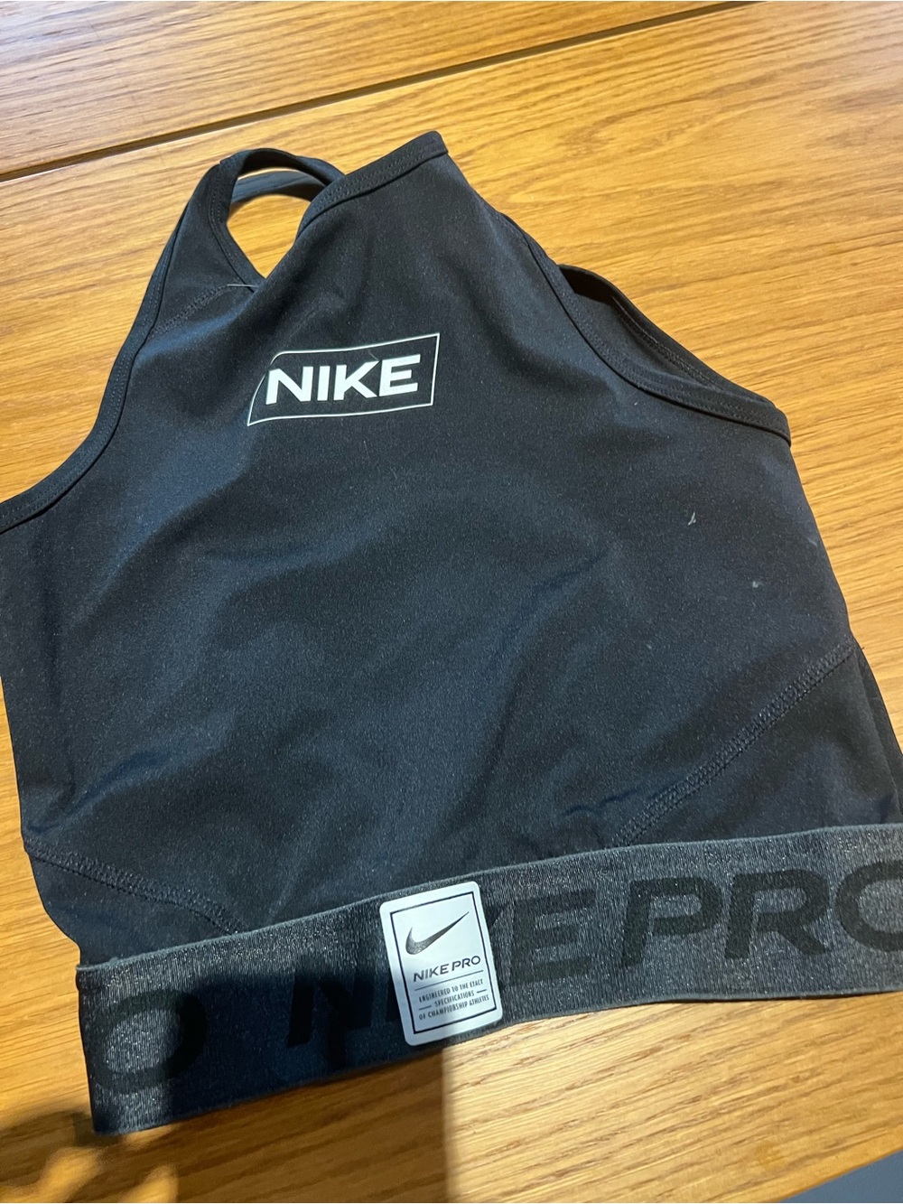 Nike Black Women's High-Neck Sports Bra Crop Top with Logo